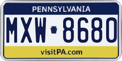 PA license plate MXW8680