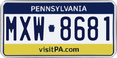 PA license plate MXW8681