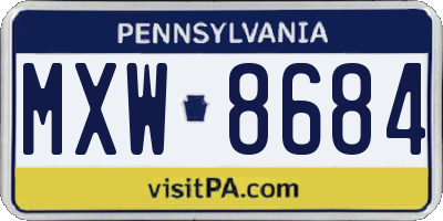 PA license plate MXW8684