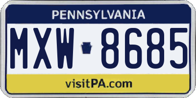 PA license plate MXW8685