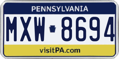 PA license plate MXW8694