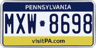 PA license plate MXW8698