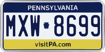 PA license plate MXW8699