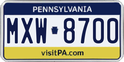 PA license plate MXW8700