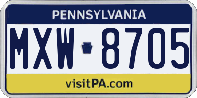PA license plate MXW8705