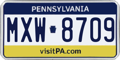 PA license plate MXW8709