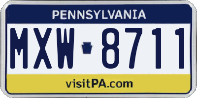 PA license plate MXW8711