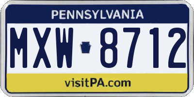 PA license plate MXW8712