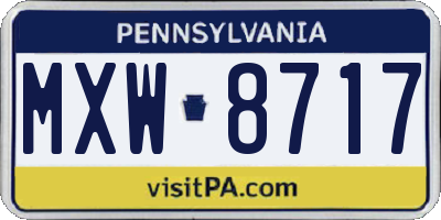 PA license plate MXW8717