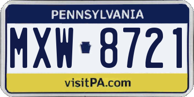 PA license plate MXW8721