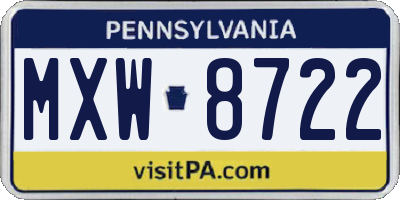 PA license plate MXW8722