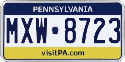 PA license plate MXW8723