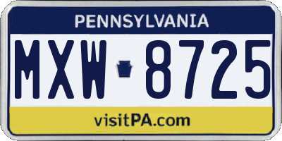 PA license plate MXW8725