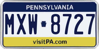 PA license plate MXW8727
