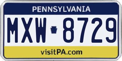 PA license plate MXW8729