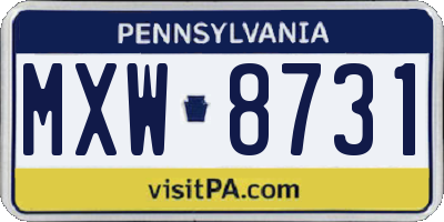 PA license plate MXW8731
