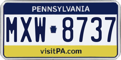PA license plate MXW8737