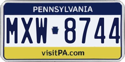 PA license plate MXW8744