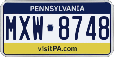 PA license plate MXW8748