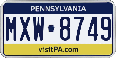 PA license plate MXW8749