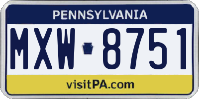 PA license plate MXW8751