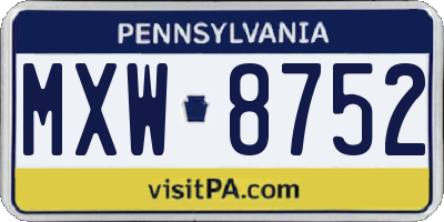 PA license plate MXW8752