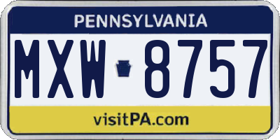 PA license plate MXW8757