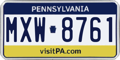 PA license plate MXW8761
