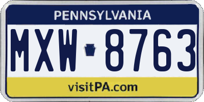 PA license plate MXW8763
