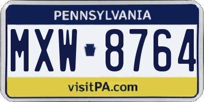 PA license plate MXW8764