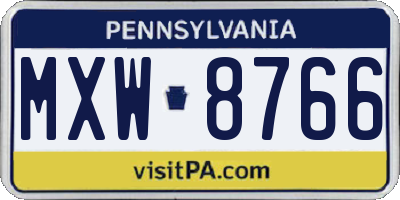 PA license plate MXW8766