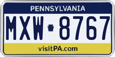 PA license plate MXW8767