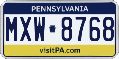 PA license plate MXW8768