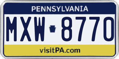 PA license plate MXW8770