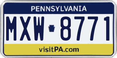 PA license plate MXW8771