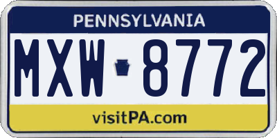 PA license plate MXW8772