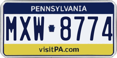 PA license plate MXW8774
