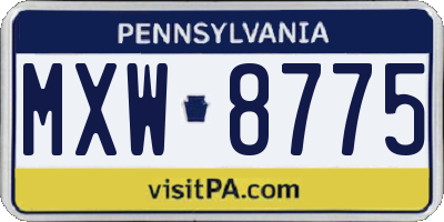 PA license plate MXW8775