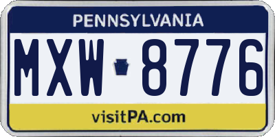 PA license plate MXW8776