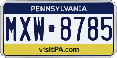 PA license plate MXW8785