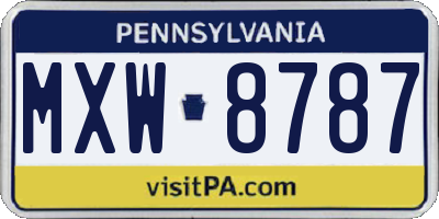 PA license plate MXW8787