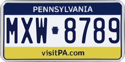 PA license plate MXW8789