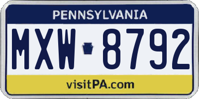 PA license plate MXW8792