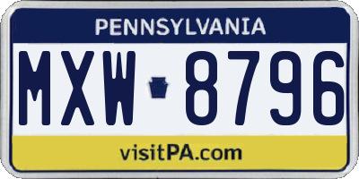 PA license plate MXW8796