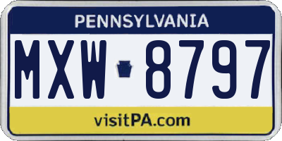 PA license plate MXW8797