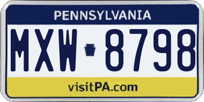 PA license plate MXW8798