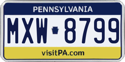 PA license plate MXW8799