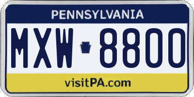 PA license plate MXW8800