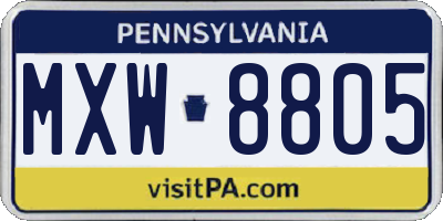 PA license plate MXW8805