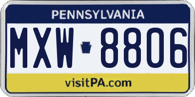 PA license plate MXW8806